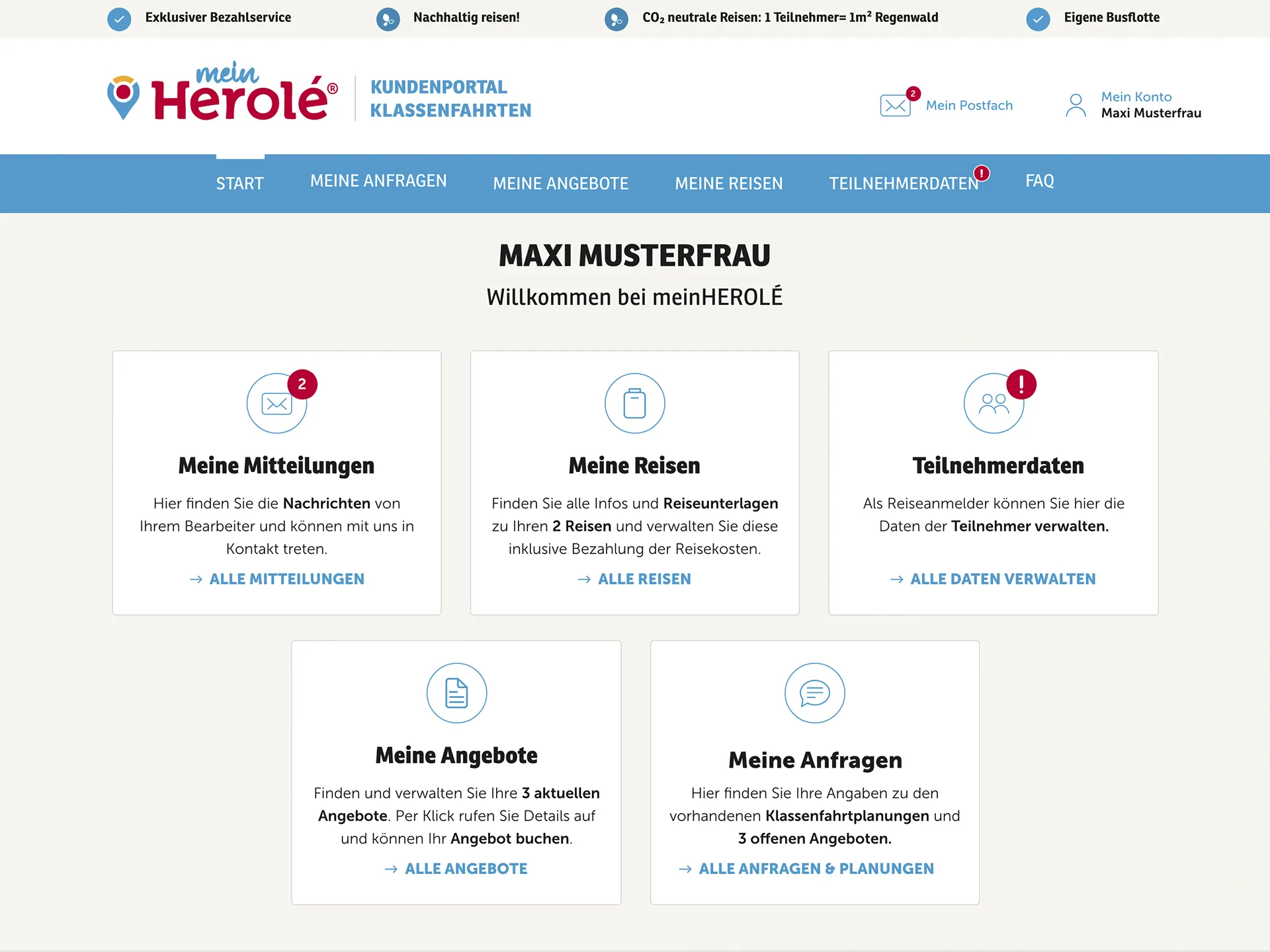 Startseite meinHEROLÉ Kundenportal UI/UX-Design - onlion® Studio Dresden