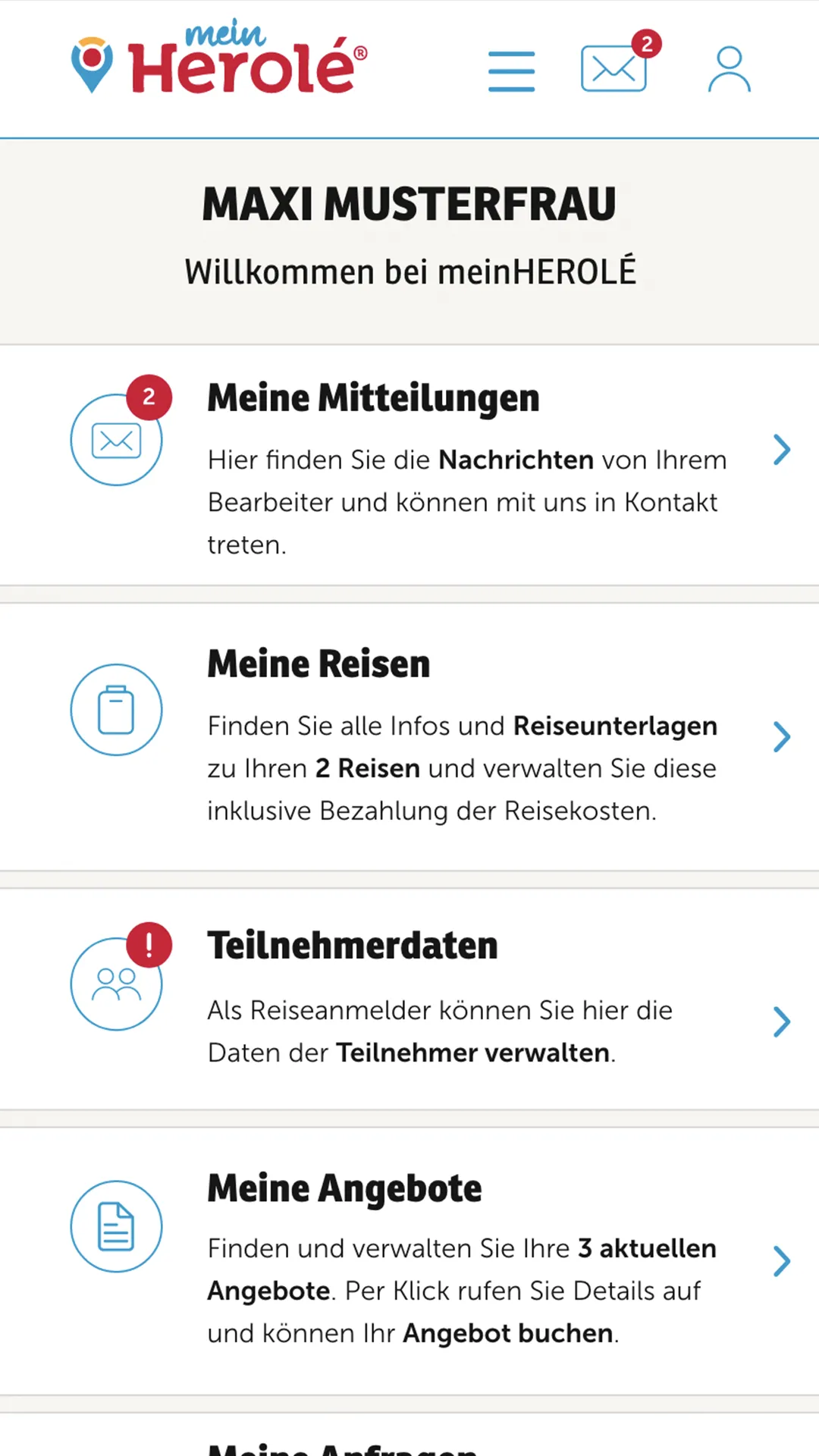 Startseite Smartphone-Layout meinHEROLÉ Kundenportal UI/UX-Design - onlion® Studio Dresden