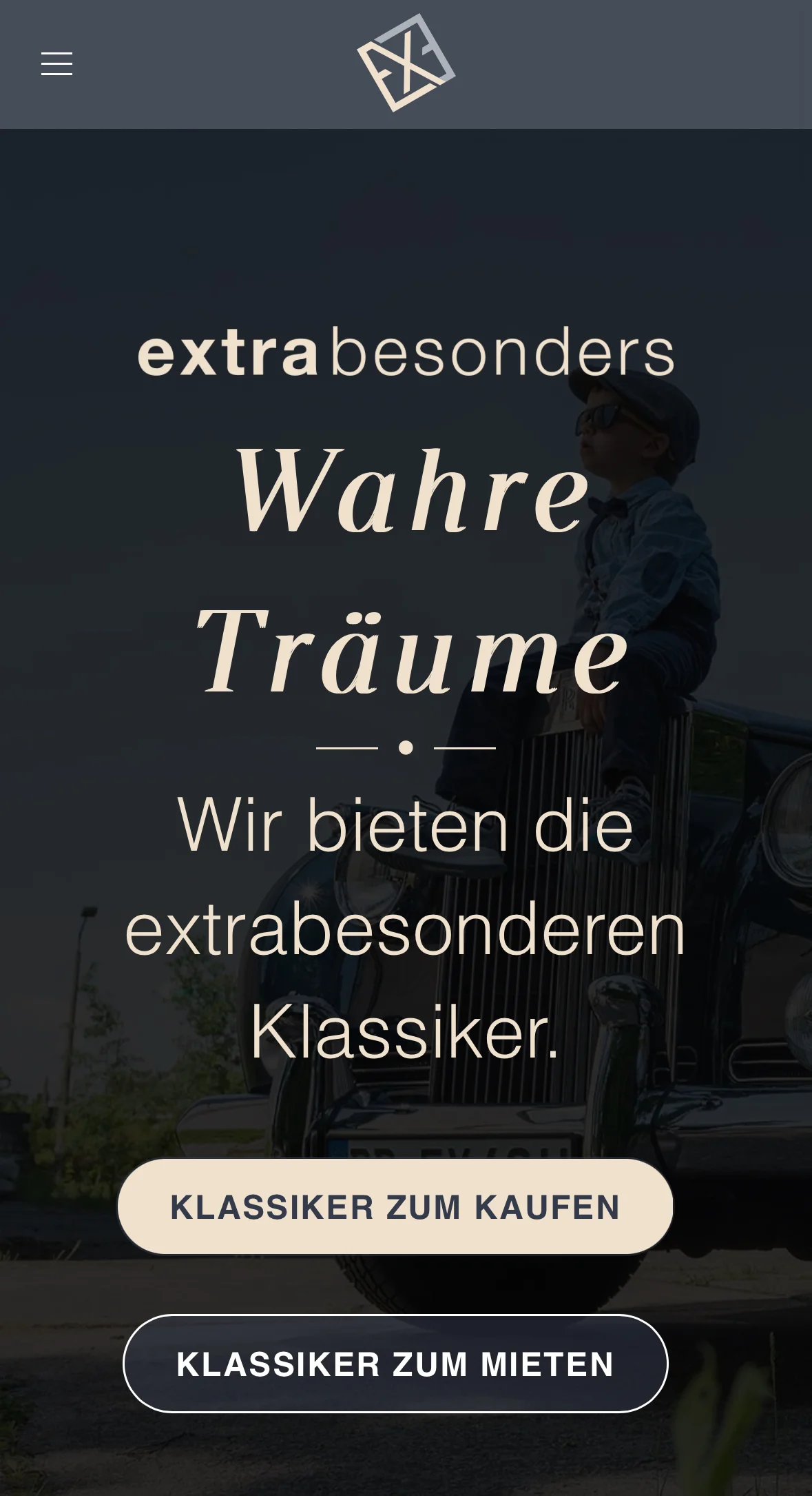 Website von extrabesonders Traumauto mieten und kaufen - Markenentwicklung und Design - onlion® Space Dresden